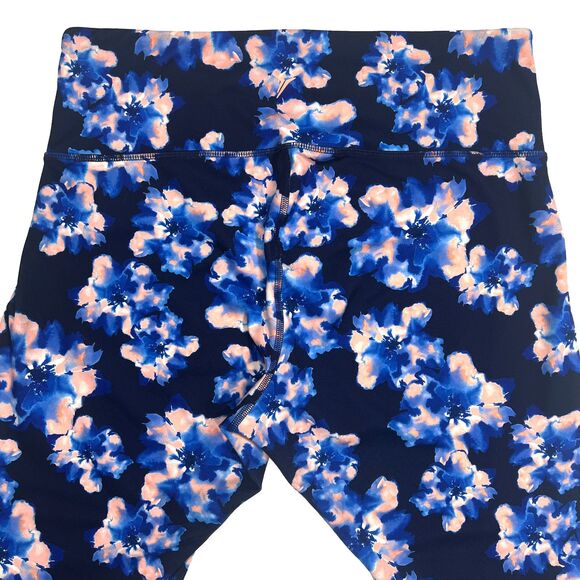 Old Navy Active Workout Leggings Blue Floral Pattern Women's Size XL - Picture 9 of 9